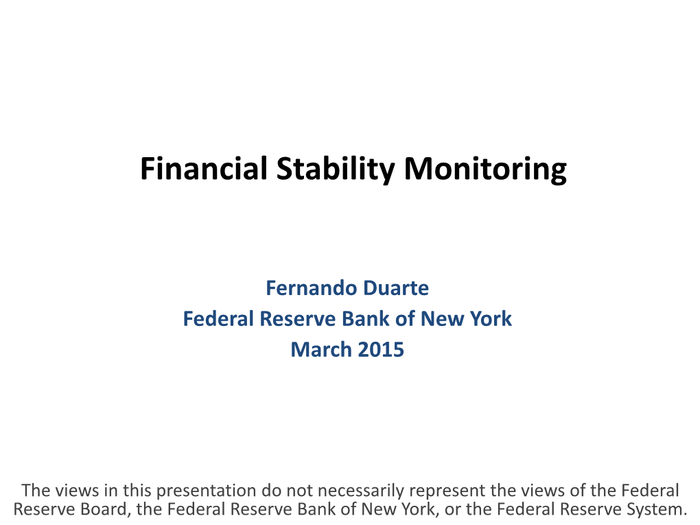 A Framework to Monitor Systemic Risk