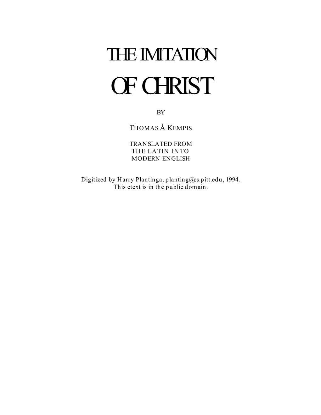 The Imitation of Christ