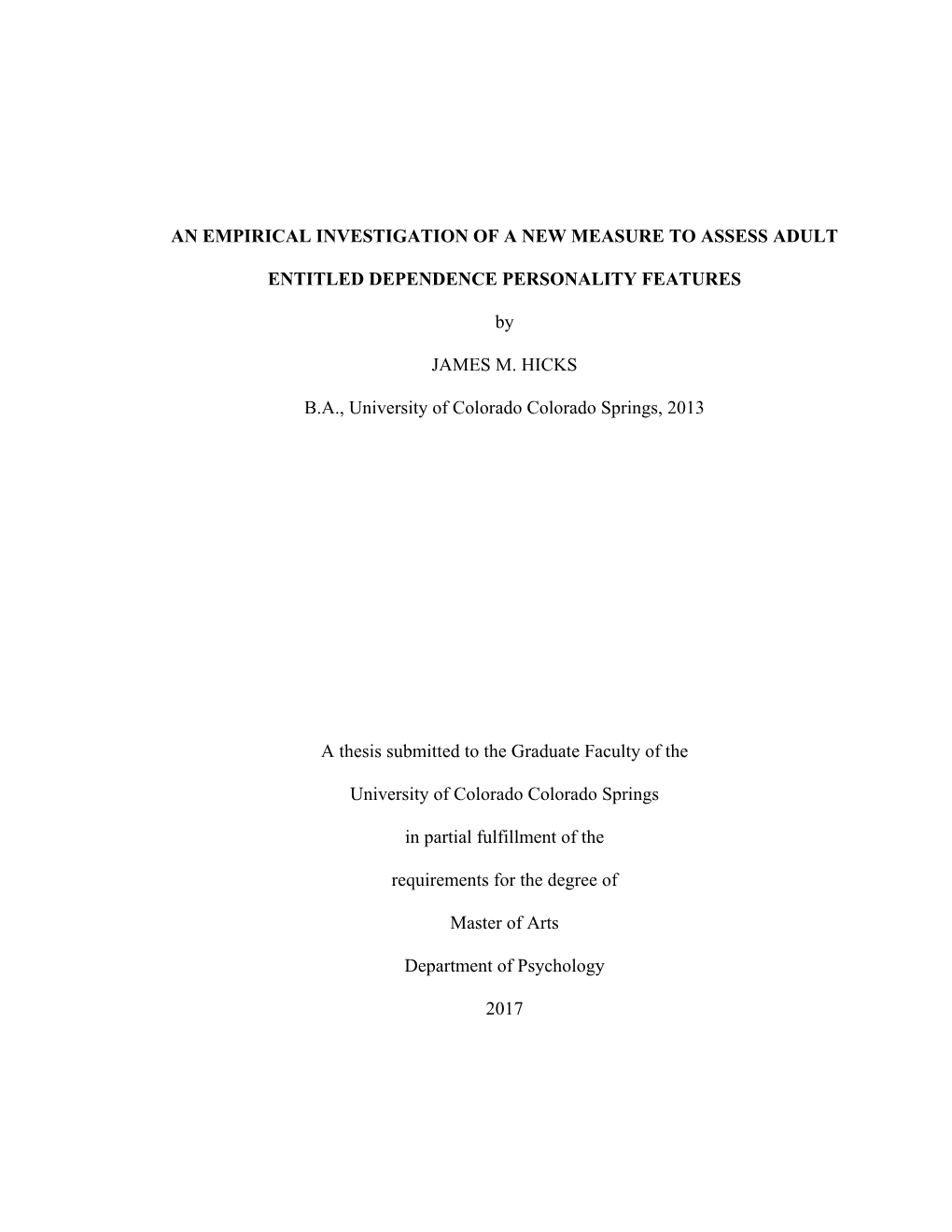 An Empirical Investigation of a New Measure to Assess Adult