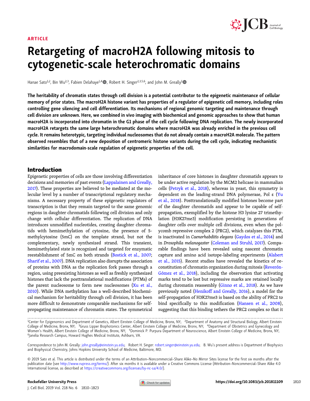 Retargeting of Macroh2a Following Mitosis to Cytogenetic-Scale Heterochromatic Domains