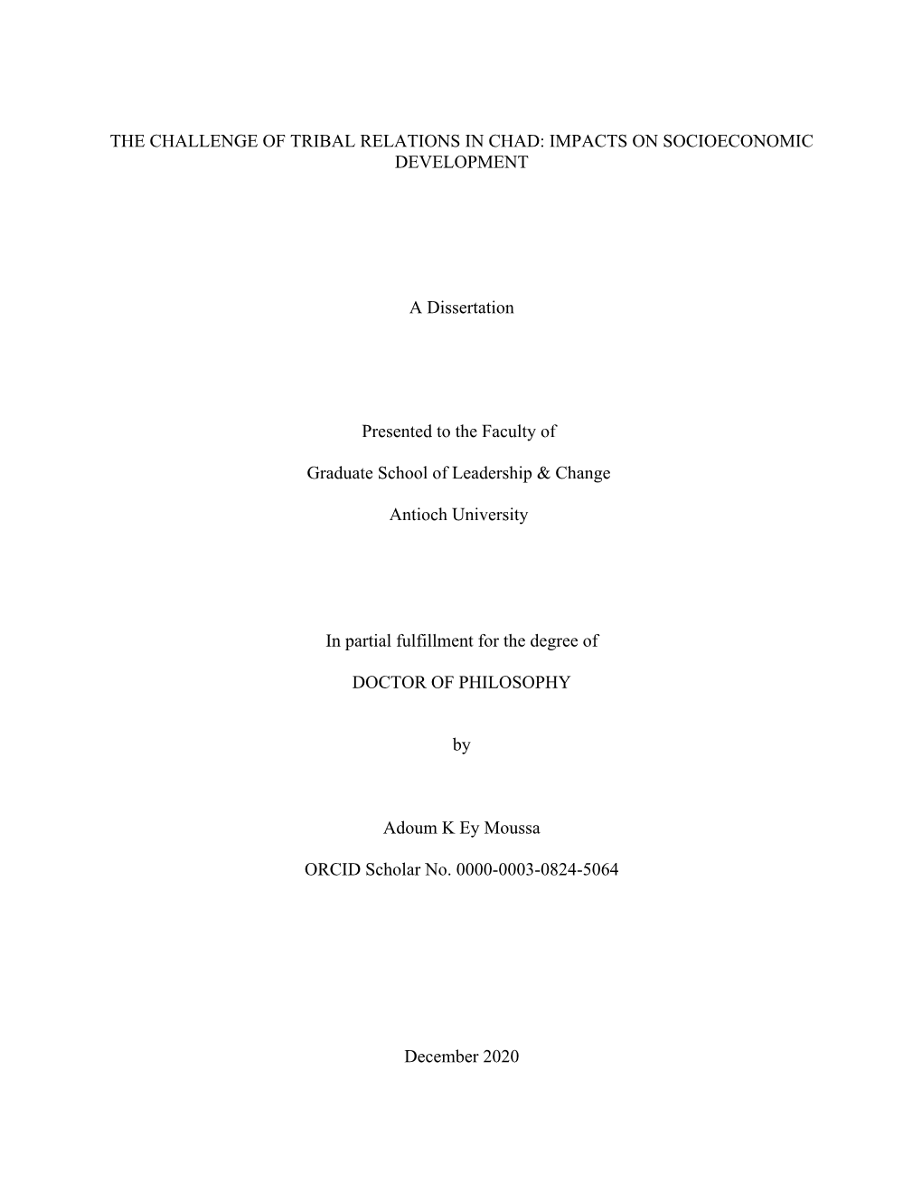 The Challenge of Tribal Relations in Chad: Impacts on Socioeconomic Development