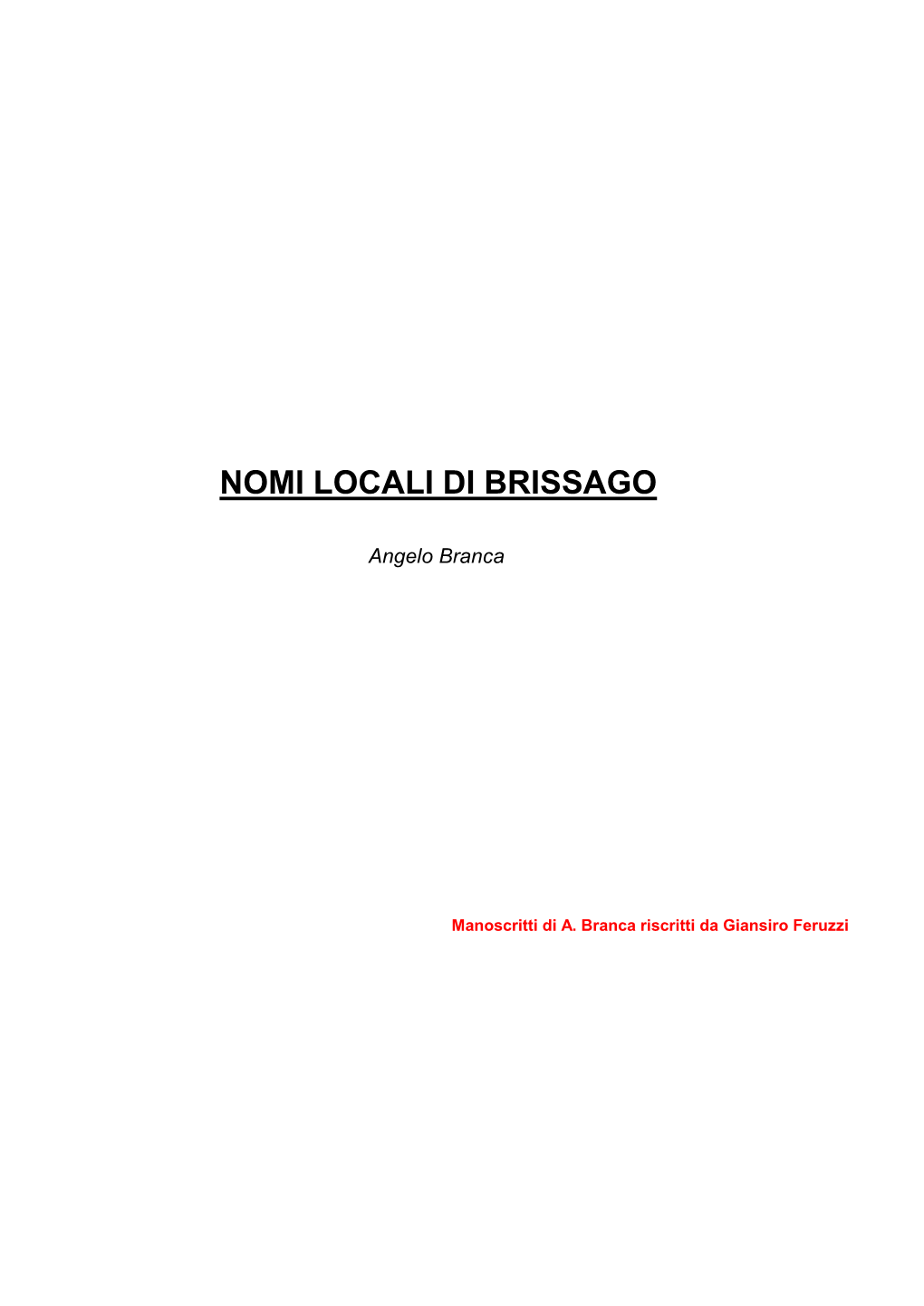 Nomi Locali Di Brissago