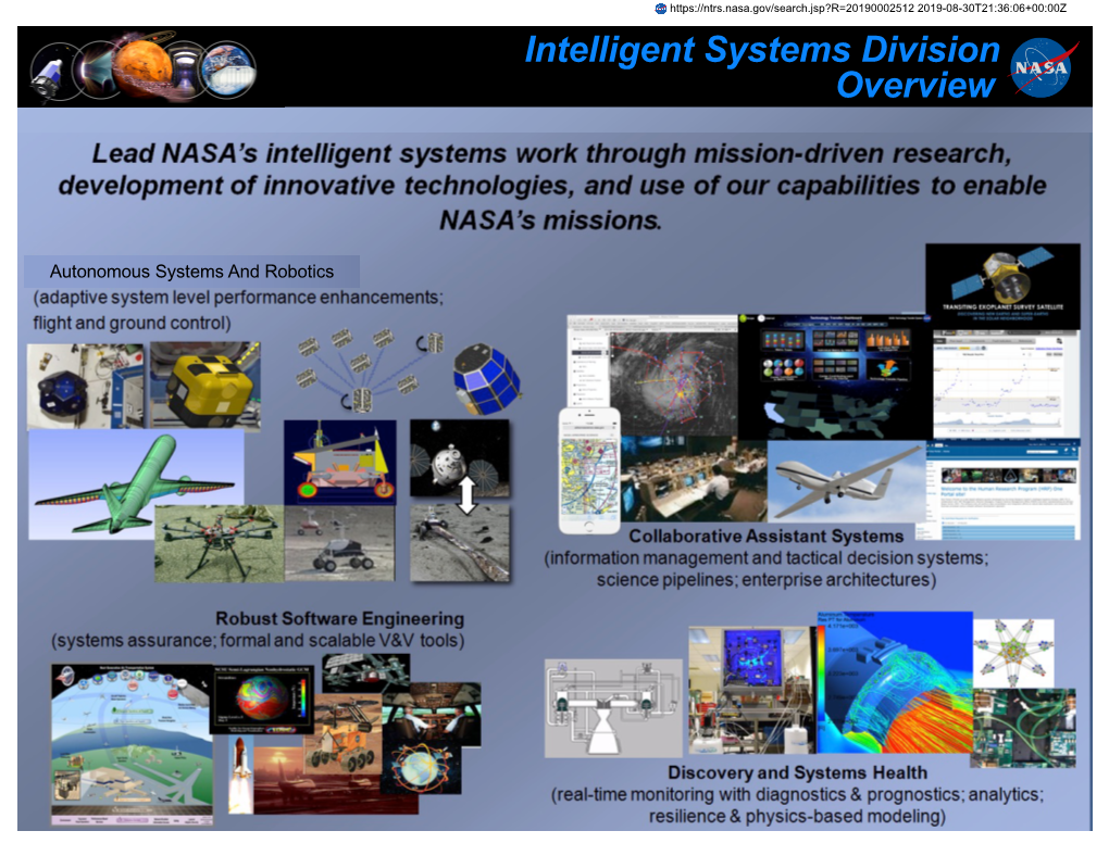Intelligent Systems Division Overview
