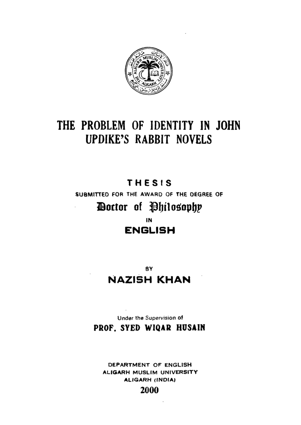 The Problem of Identity in John Updike's Rabbit Novels