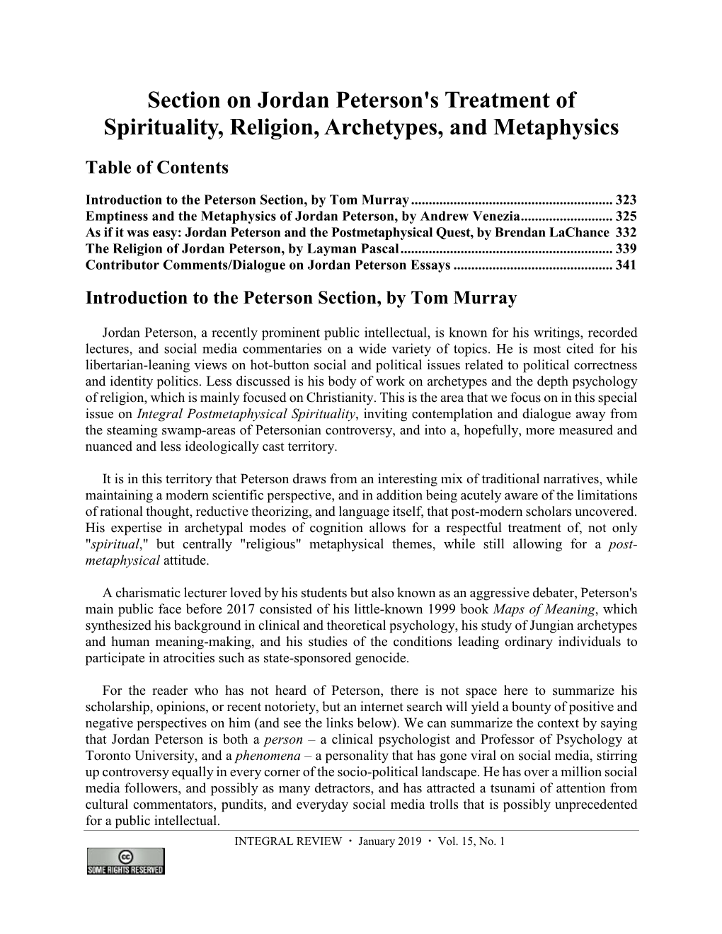 Section on Jordan Peterson's Treatment of Spirituality, Religion, Archetypes, and Metaphysics