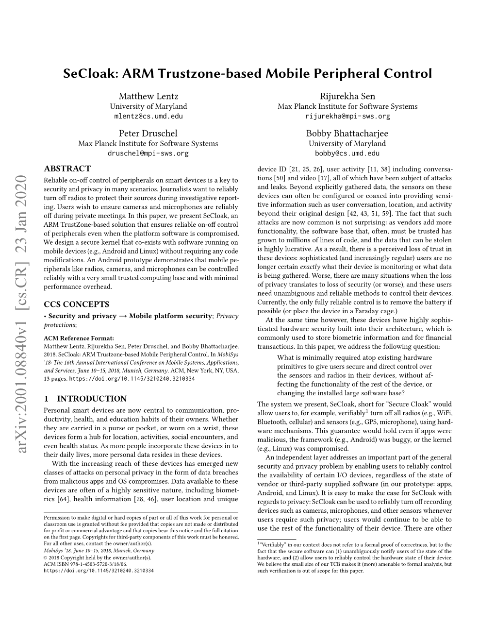 ARM Trustzone-Based Mobile Peripheral Control