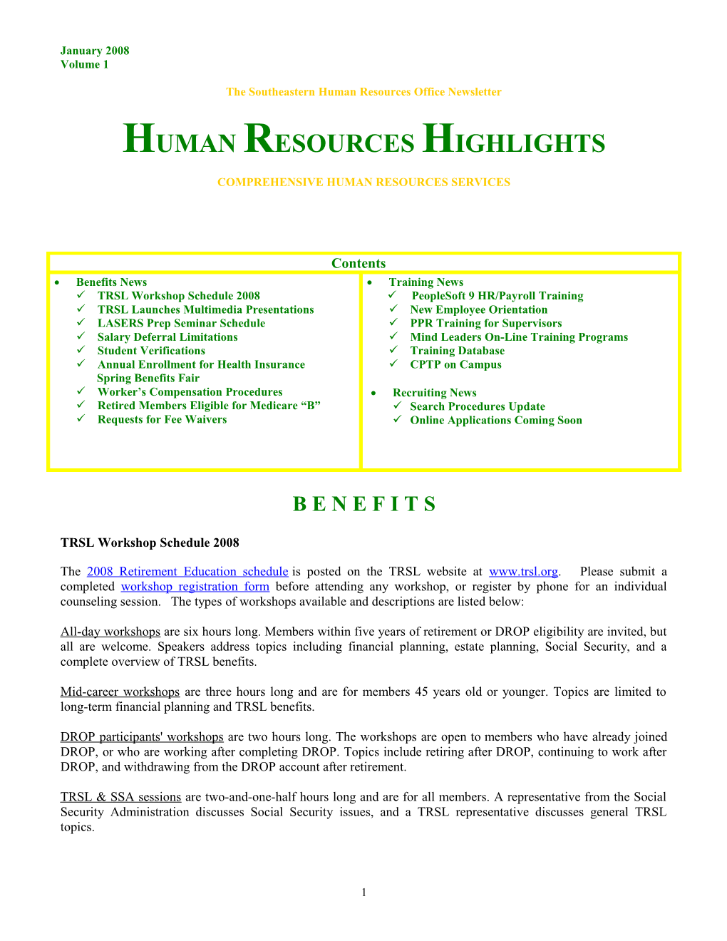 The SLU Human Resource Office Newsletter s1