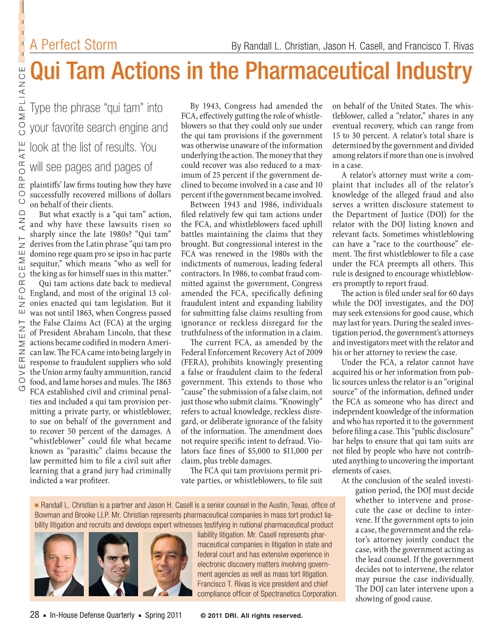 A Perfect Storm: Qui Tam Actions in the Pharmaceutical Industry