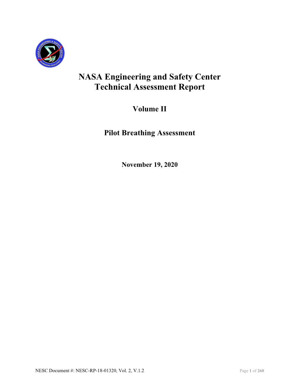 NESC Pilot Breathing Assessment, Vol. II