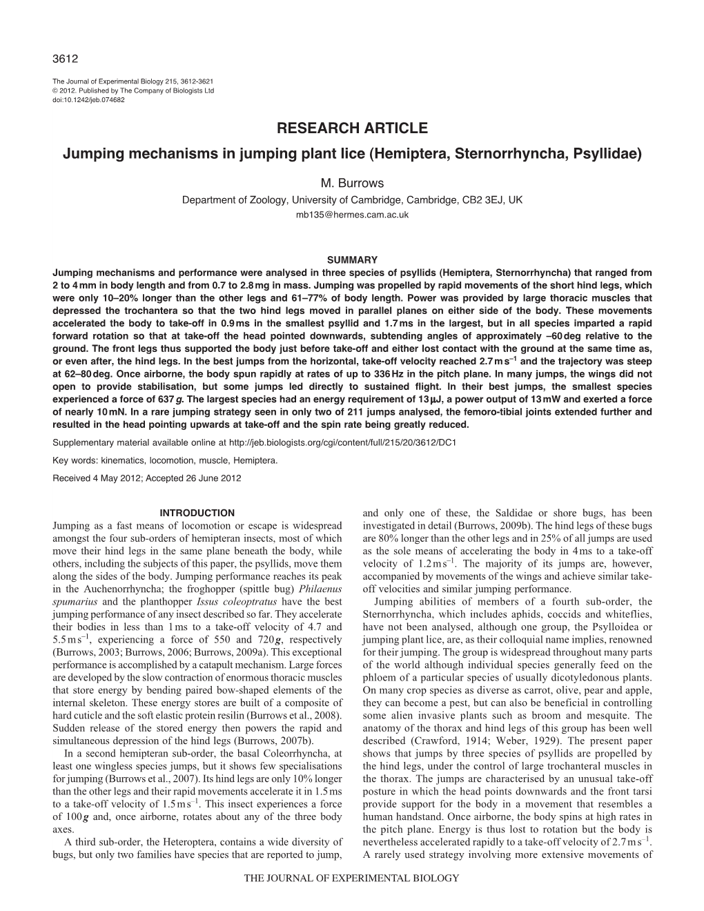 RESEARCH ARTICLE Jumping Mechanisms in Jumping Plant Lice (Hemiptera, Sternorrhyncha, Psyllidae)