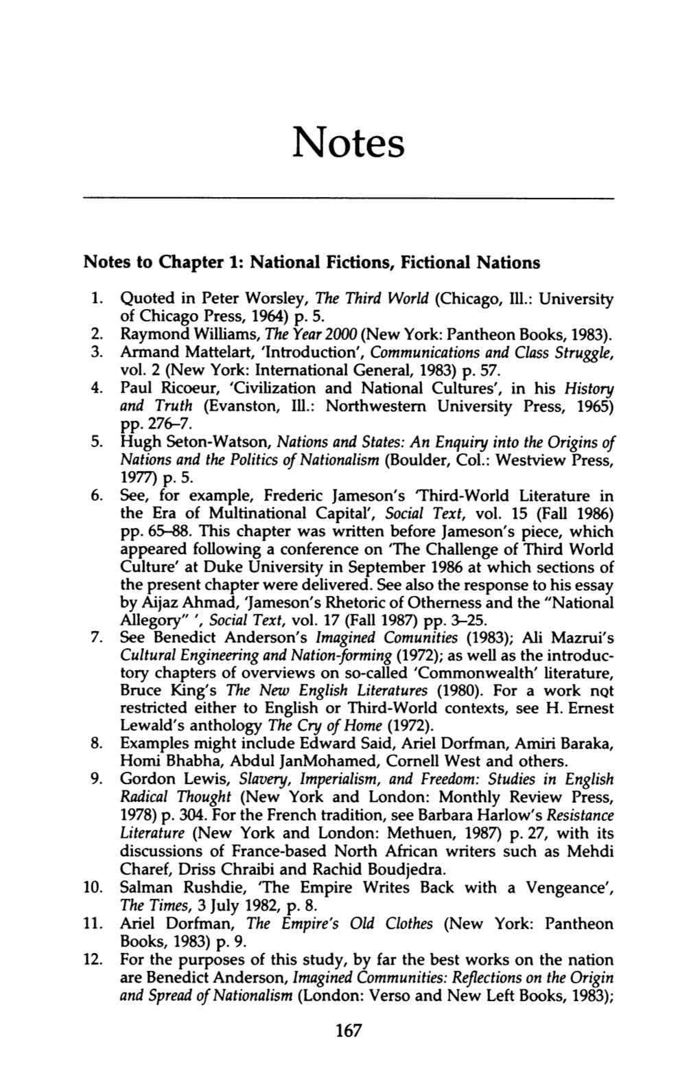 Notes to Chapter 1: National Fictions, Fictional Nations 5. Hugh Seton-Watson, Nations and States: an Enquiry Into the Origins O