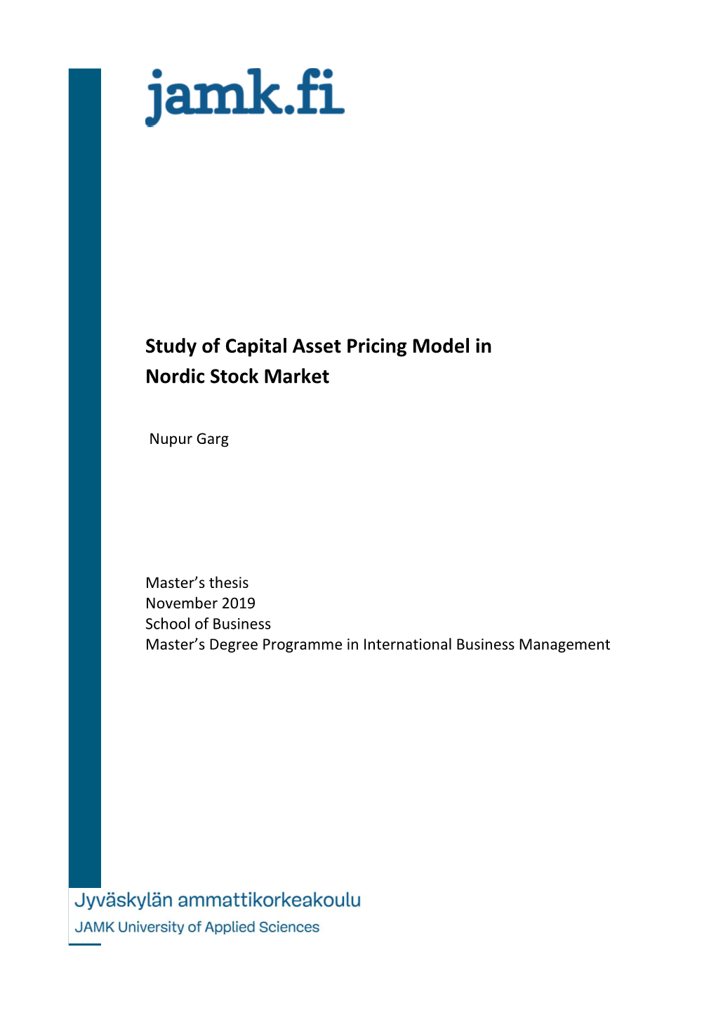 Study of Capital Asset Pricing Model in Nordic Stock Market