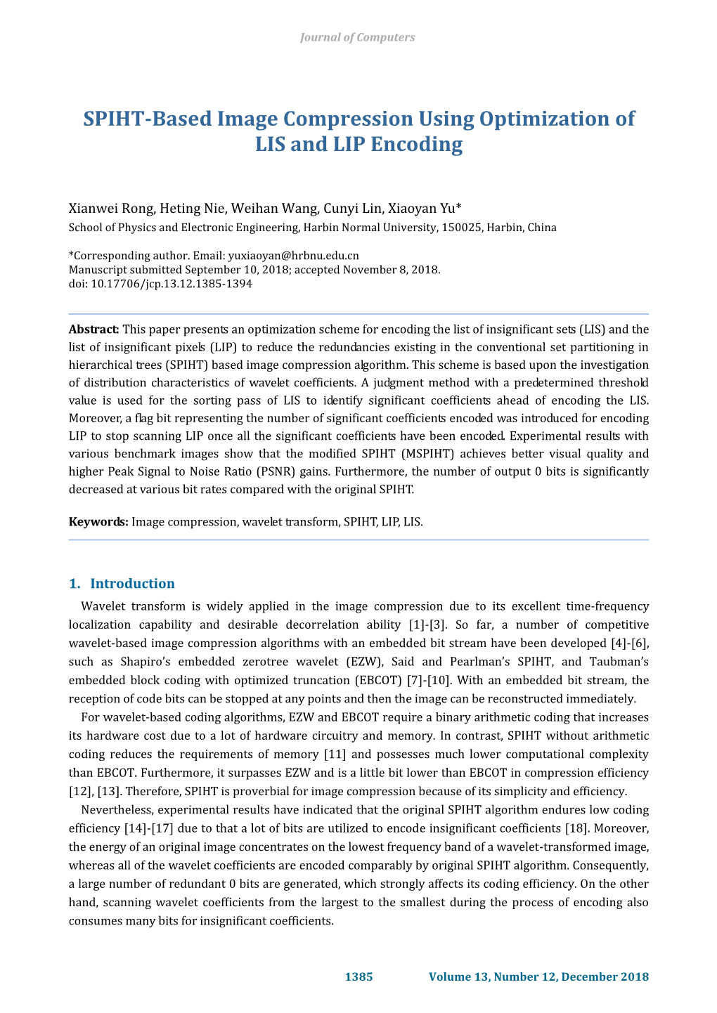 SPIHT-Based Image Compression Using Optimization of LIS and LIP Encoding