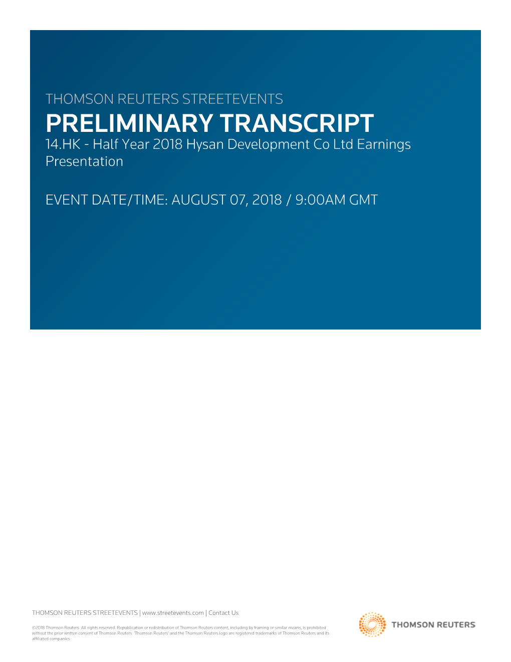Half Year 2018 Hysan Development Co Ltd Earnings Presentation