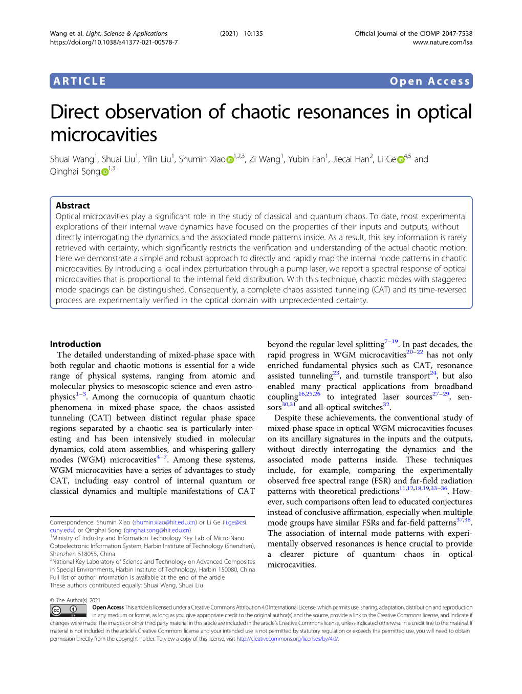 Direct Observation of Chaotic Resonances in Optical Microcavities