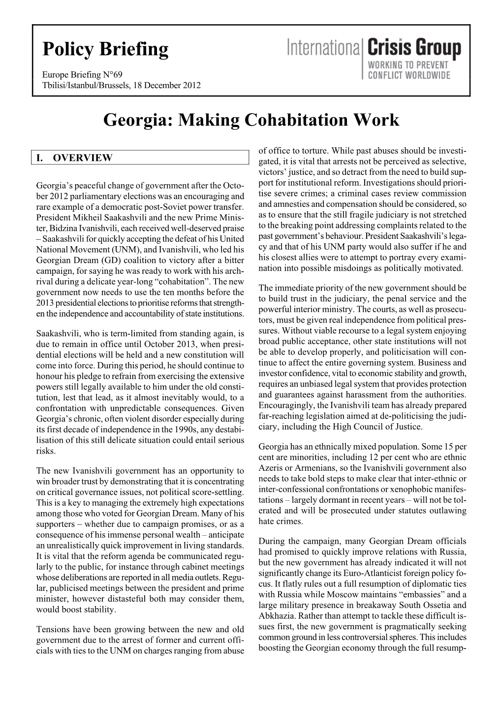 Georgia: Making Cohabitation Work