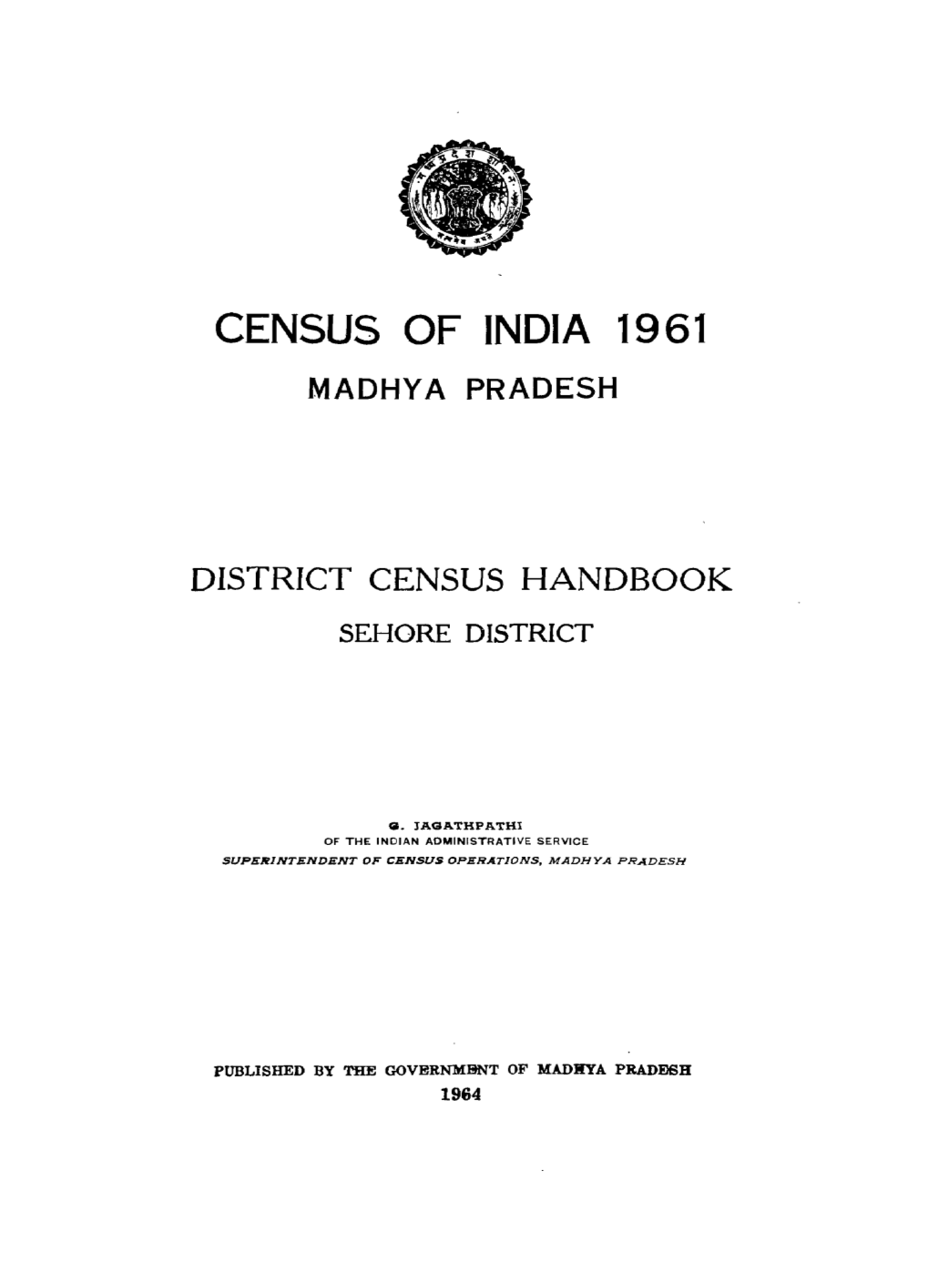 District Census Handbook, Sehore