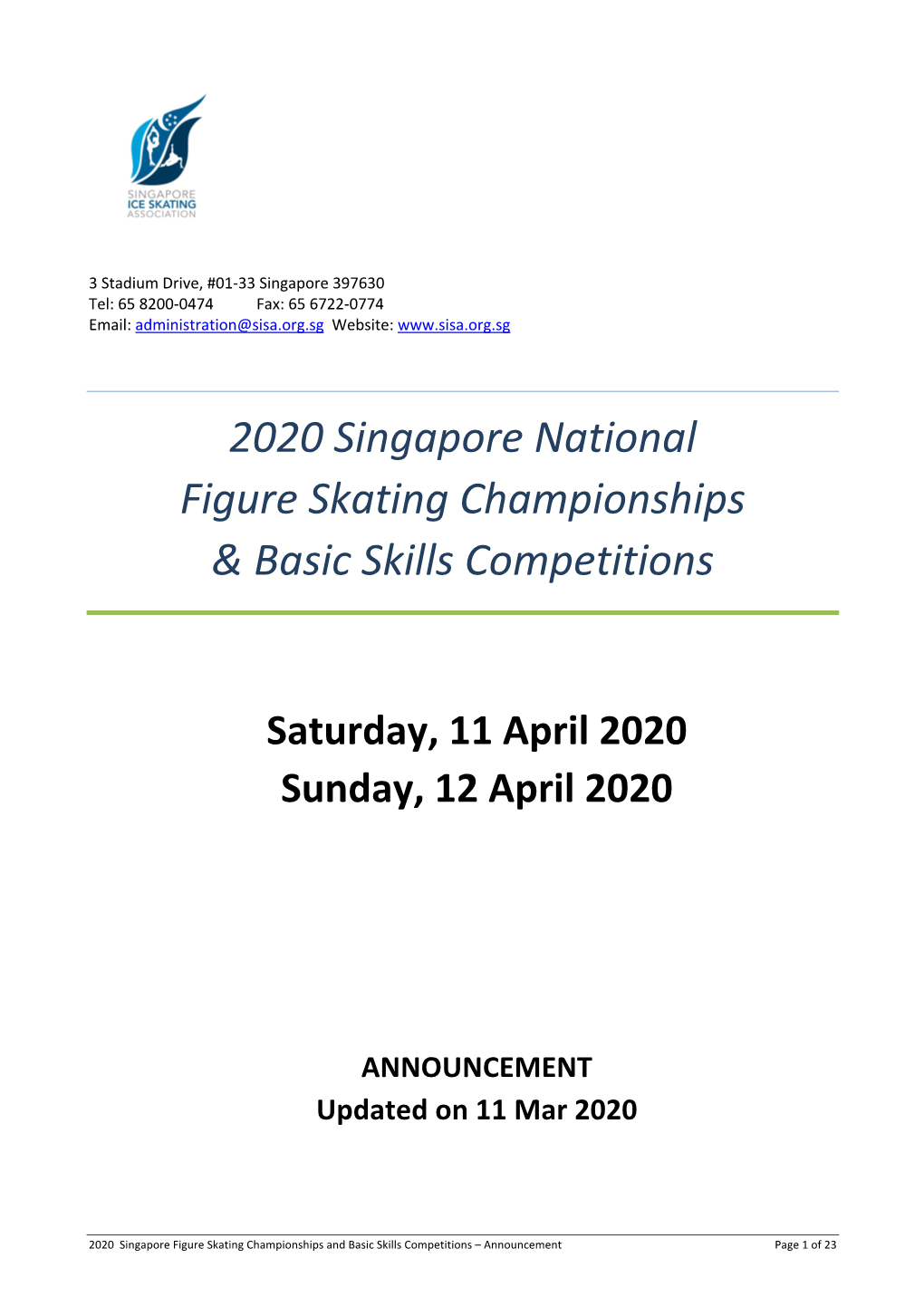 2020 Singapore National Figure Skating Championships & Basic