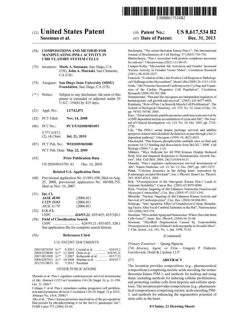 (12) United States Patent (10) Patent No.: US 8,617.534 B2 Sussman Et Al