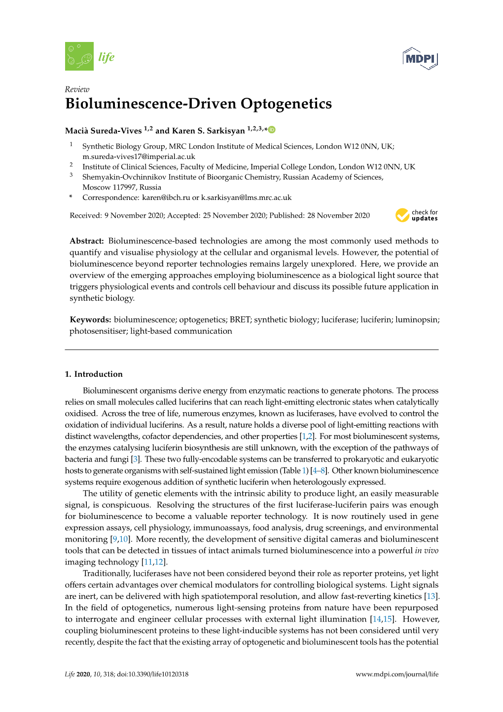 Bioluminescence-Driven Optogenetics