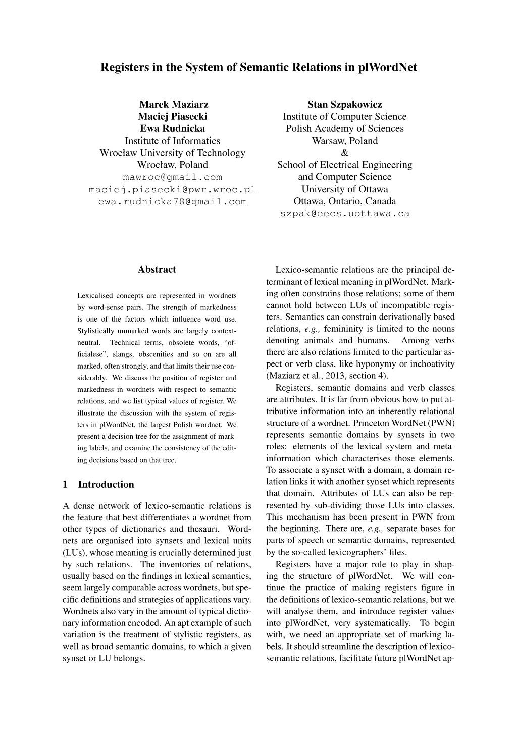 Registers in the System of Semantic Relations in Plwordnet