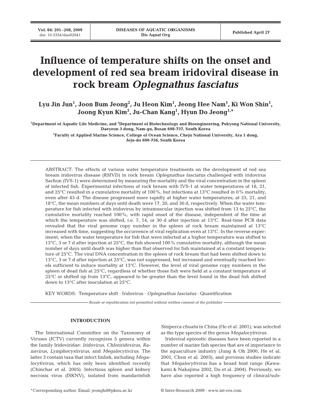 Disease of Aquatic Organisms 84:201