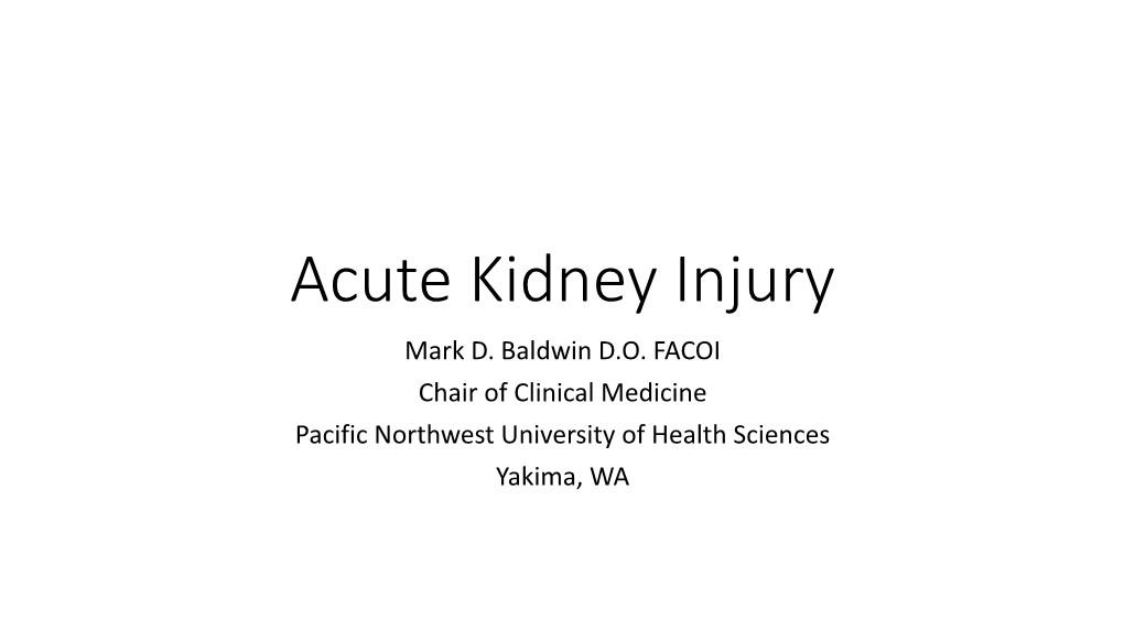 Acute Kidney Injury Mark D
