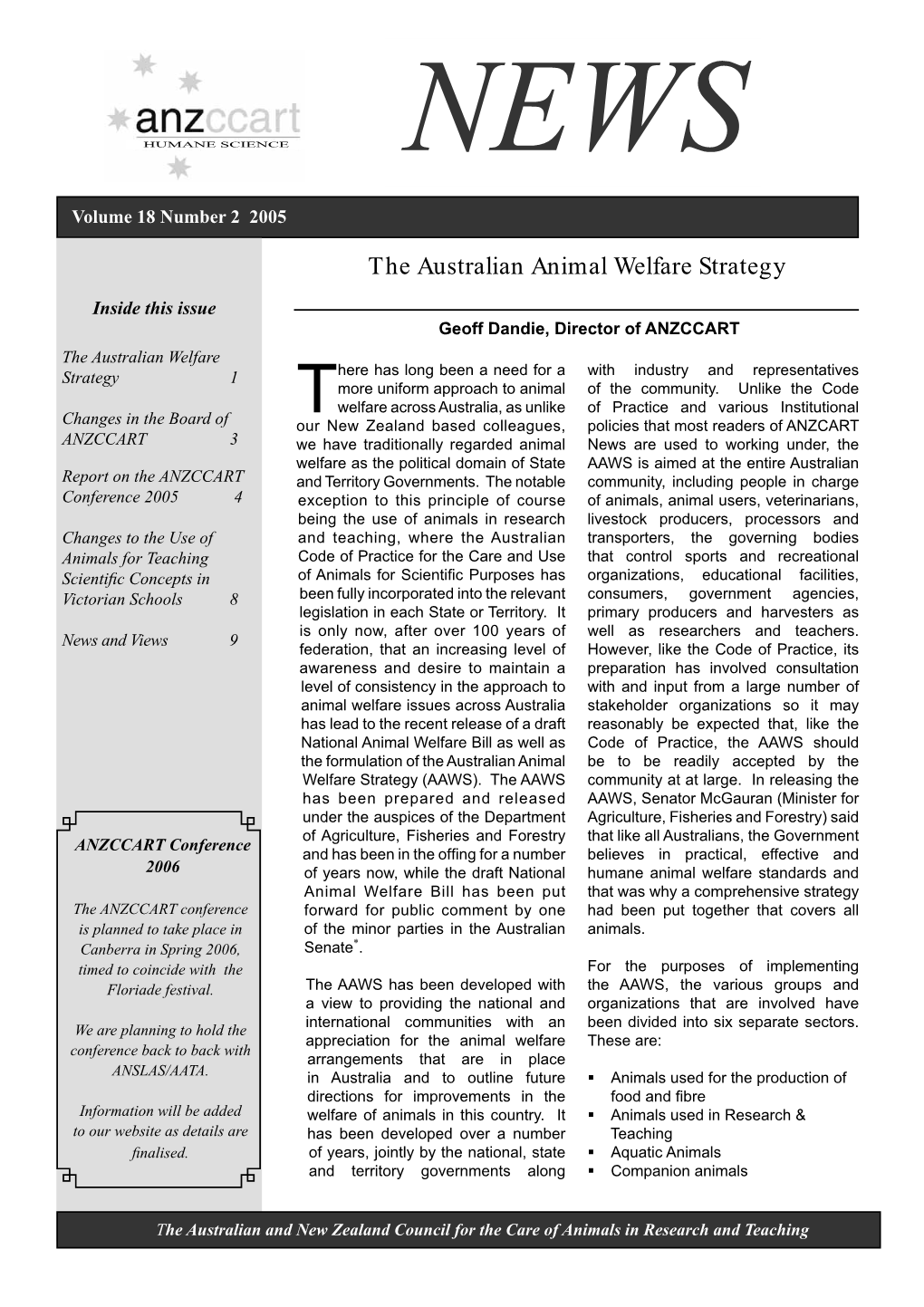 The Australian Animal Welfare Strategy