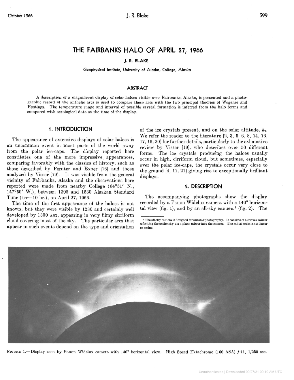 The Fairbanks Halo of April 27, 1966 J