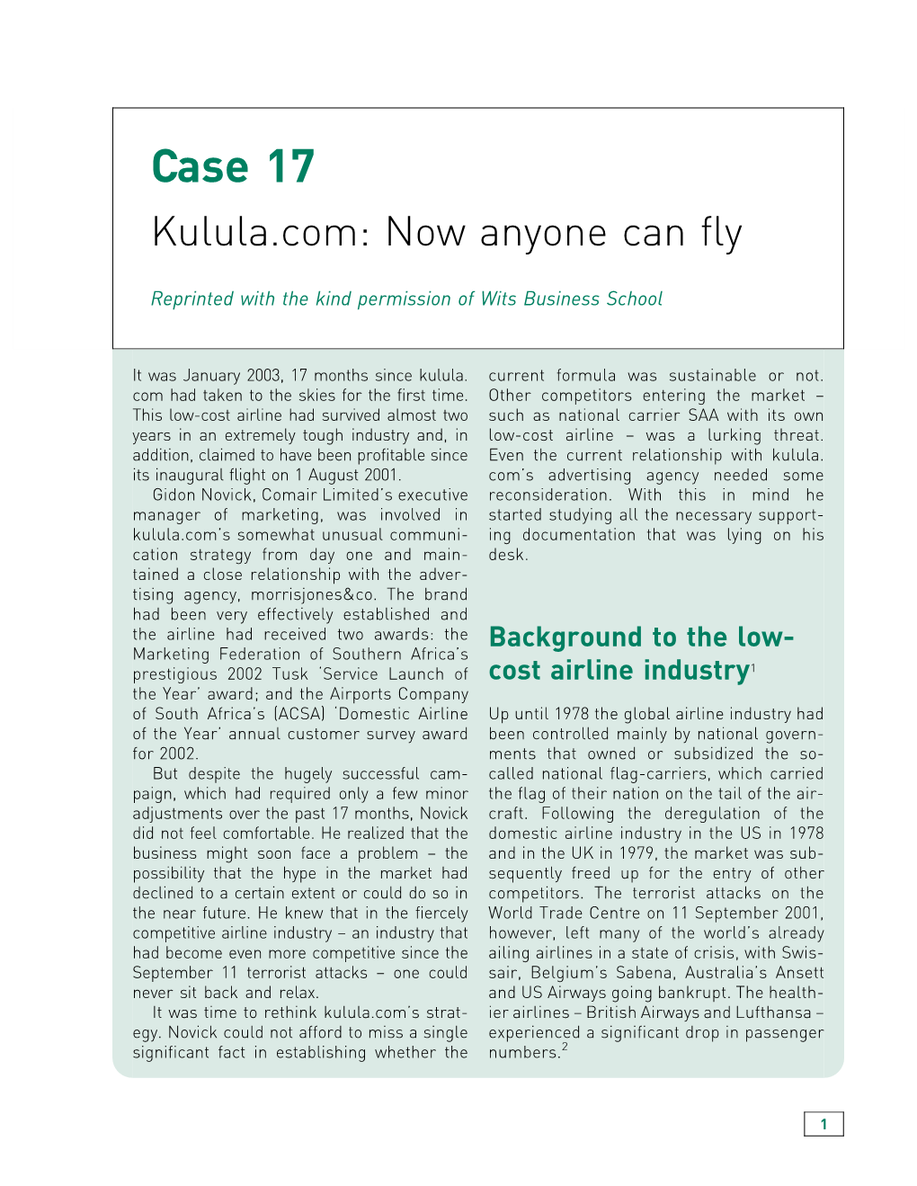 Case 17 Kulula.Com: Now Anyone Can Fly