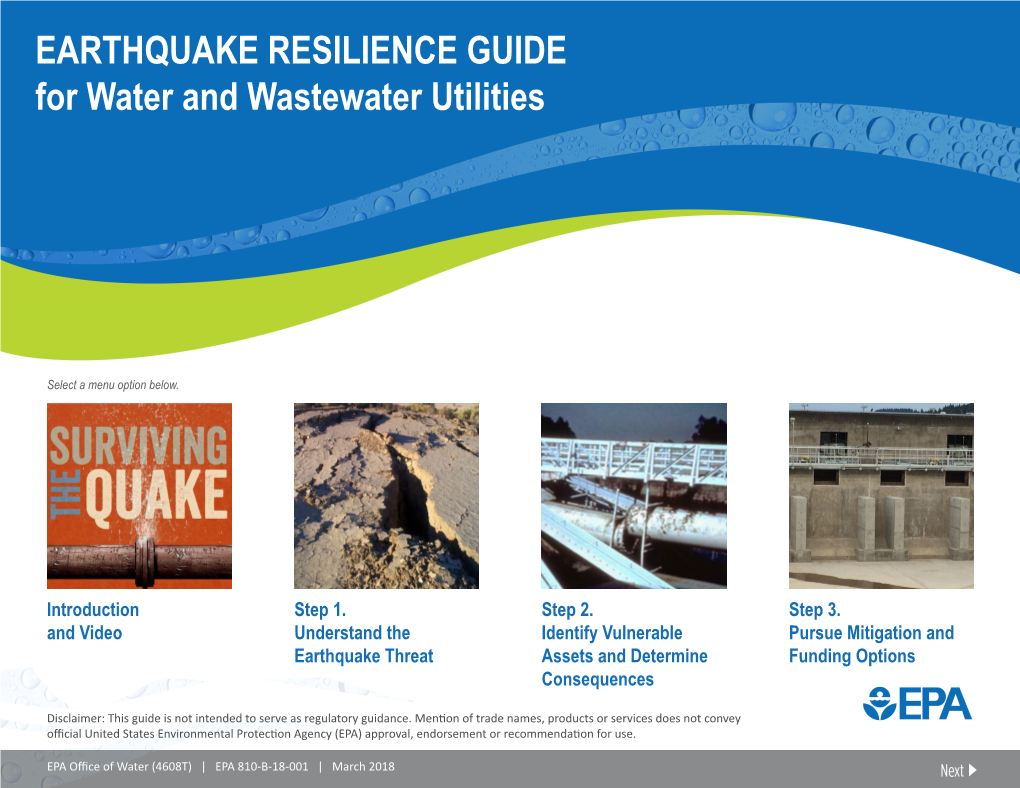 EARTHQUAKE RESILIENCE GUIDE for Water and Wastewater Utilities