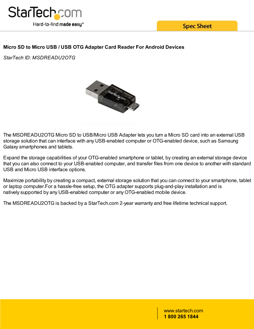 Micro SD to Micro USB / USB OTG Adapter Card Reader for Android Devices