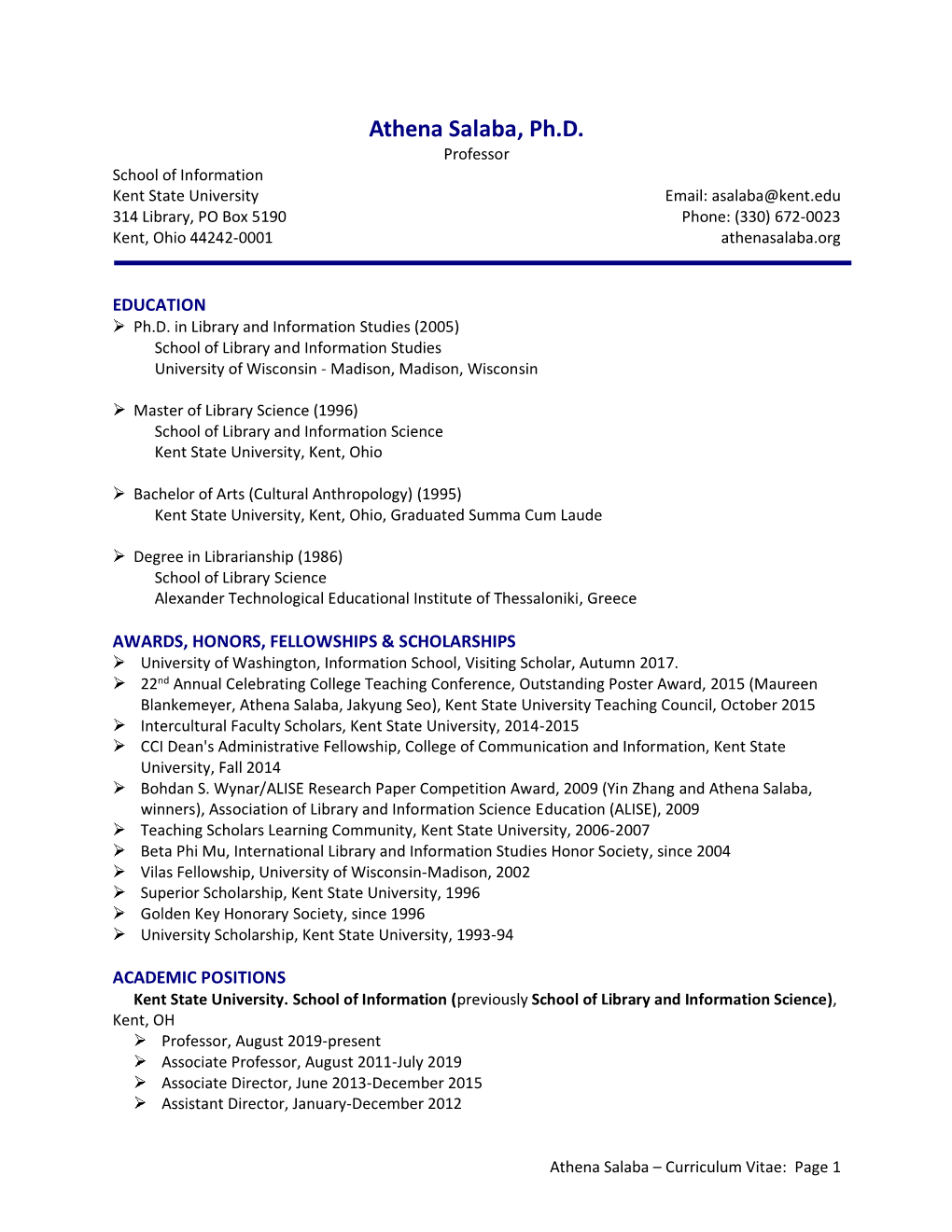 Salaba, Athena CV