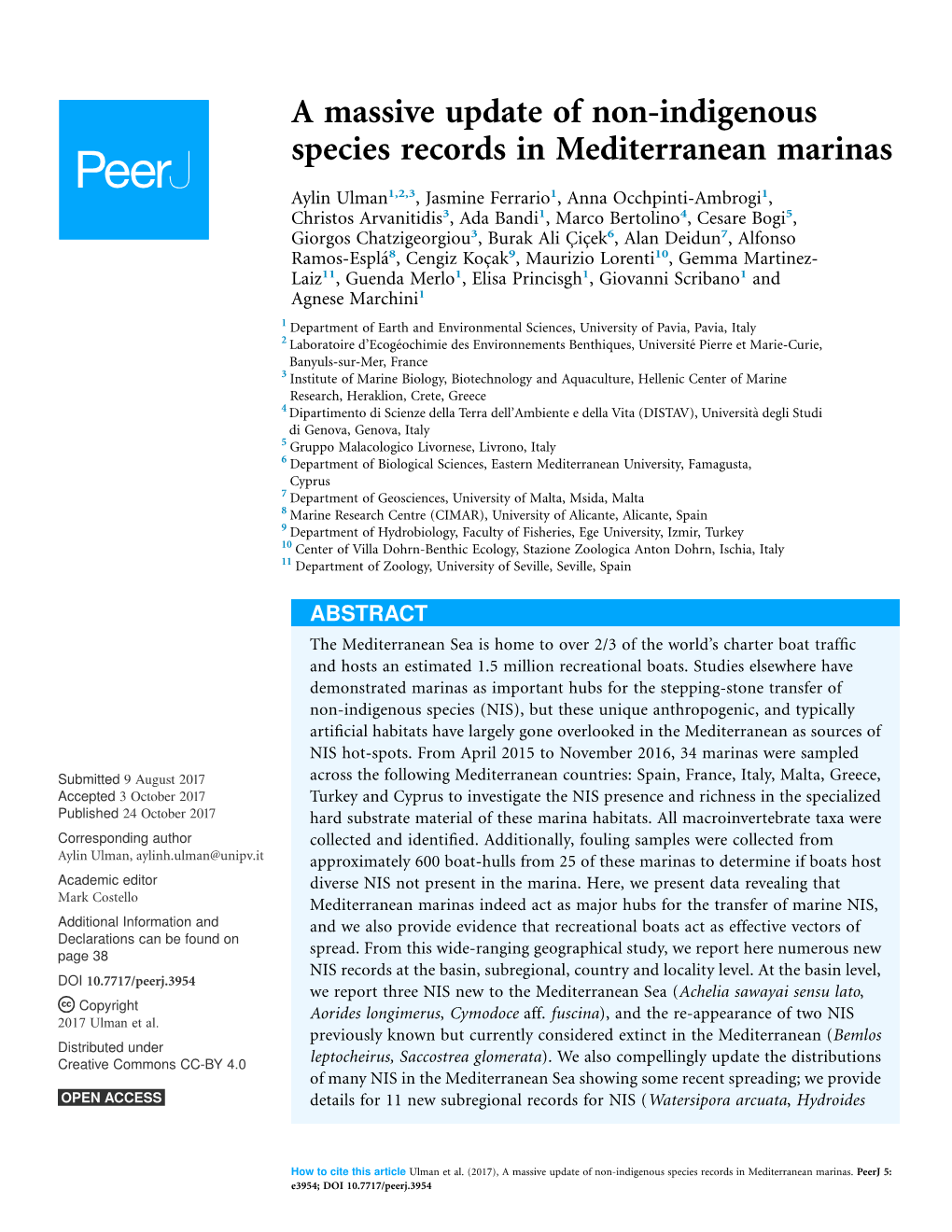 A Massive Update of Non-Indigenous Species Records in Mediterranean Marinas