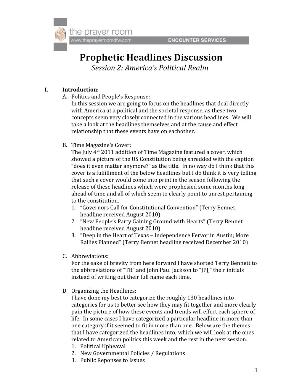 Prophetic Headlines Discussion