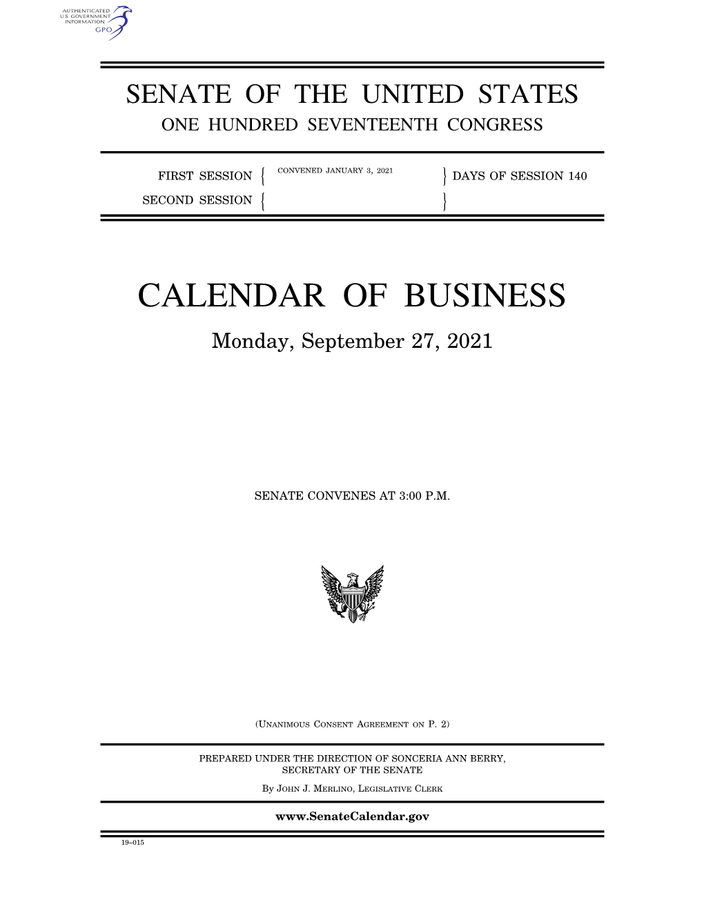 Senate Calendar of Business