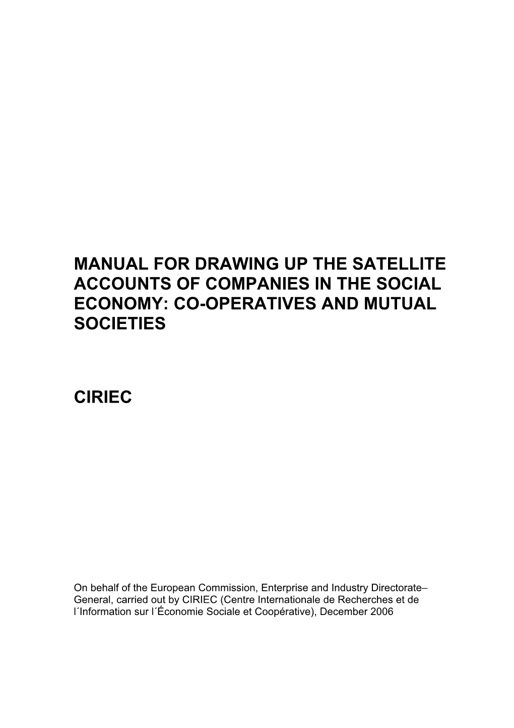 Manual for Drawing up Cooperative and Mutual Society Satellite Accounts