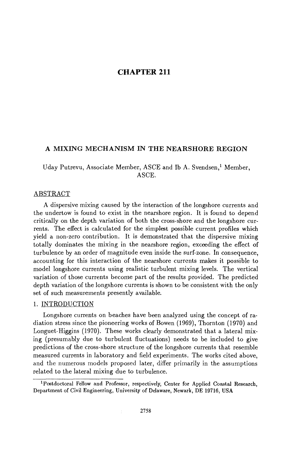 Chapter 211 a Mixing Mechanism in the Nearshore Region