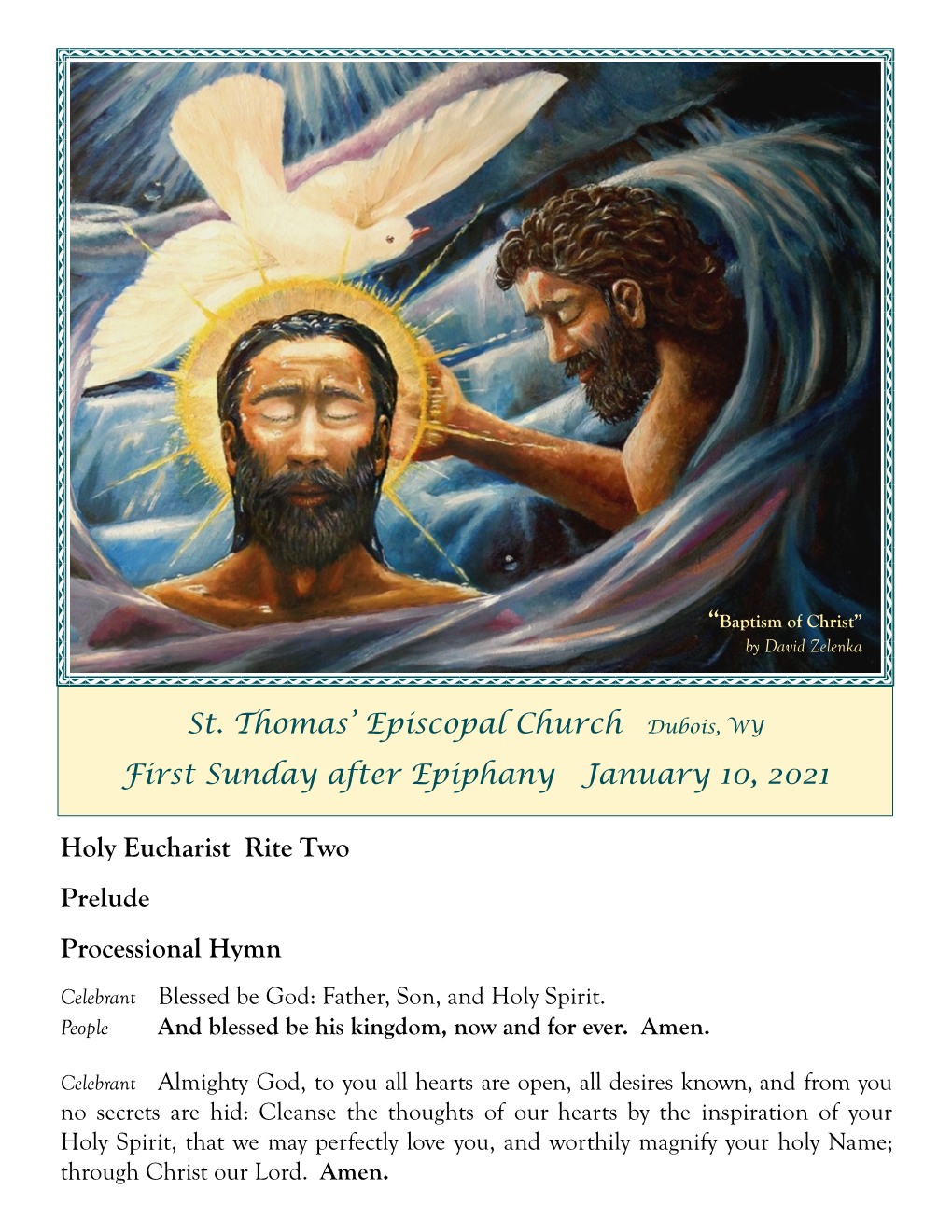 Holy Eucharist Rite Two Prelude Processional Hymn St. Thomas' Episcopal Church Dubois, WY First Sunday After Epiphany Janu