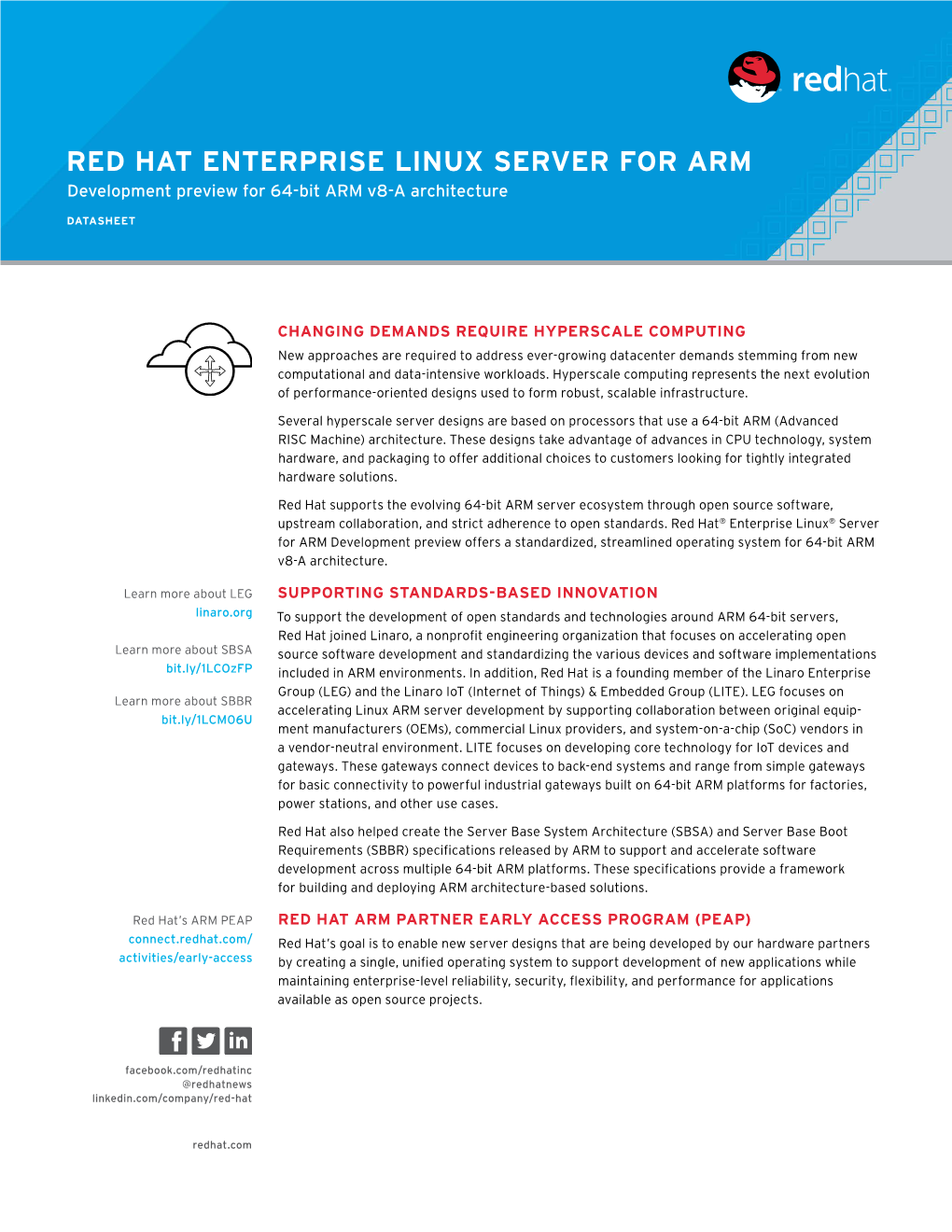 RED HAT ENTERPRISE LINUX SERVER for ARM Development Preview for 64-Bit ARM V8-A Architecture