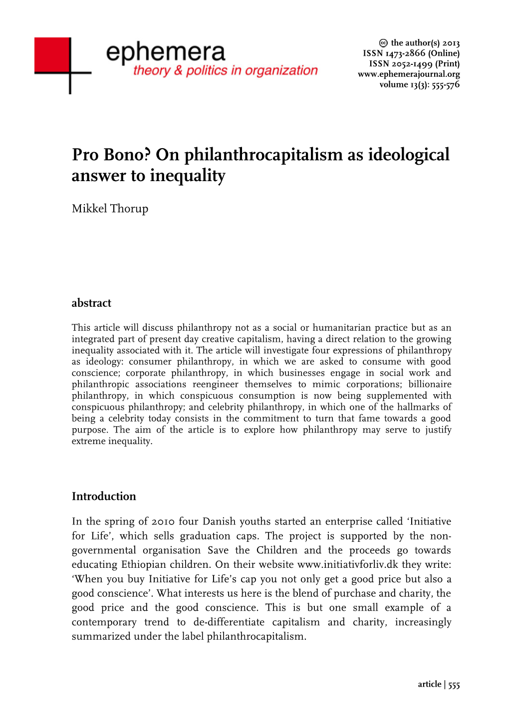 On Philanthrocapitalism As Ideological Answer to Inequality