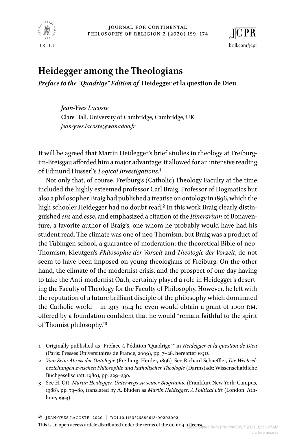 Heidegger Among Thetheologians