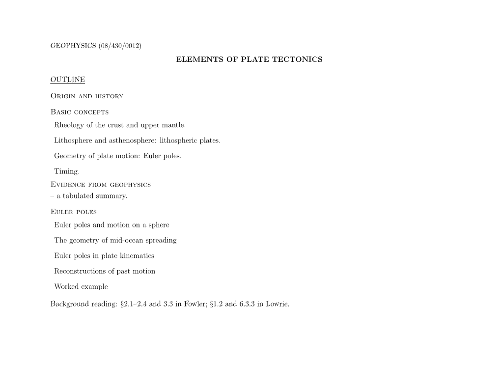 Elements of Plate Tectonics