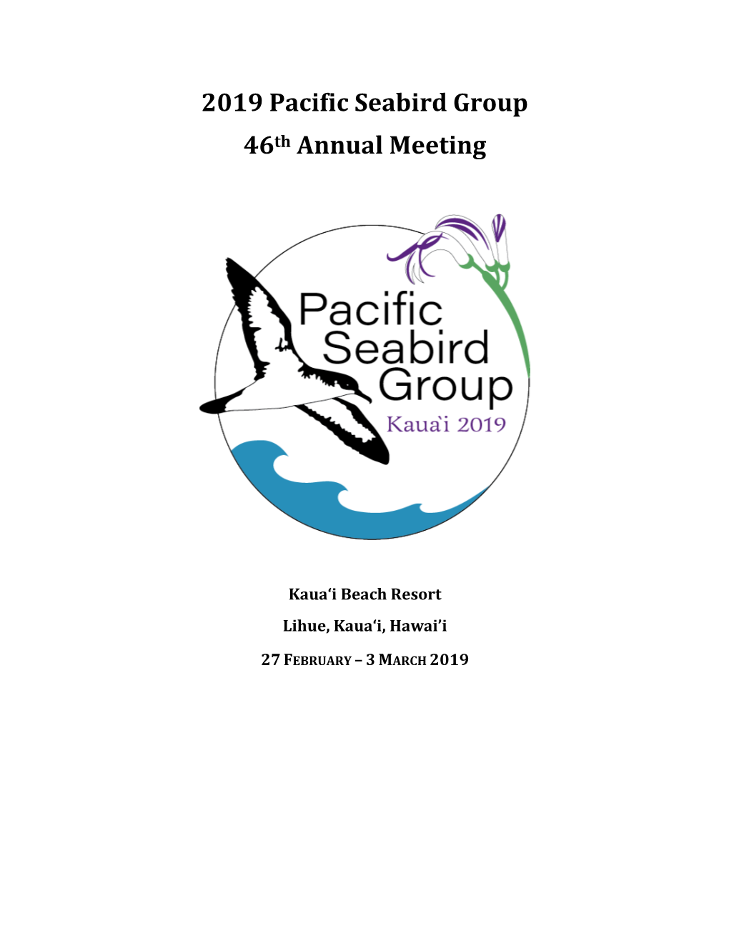 2019 Pacific Seabird Group 46Th Annual Meeting