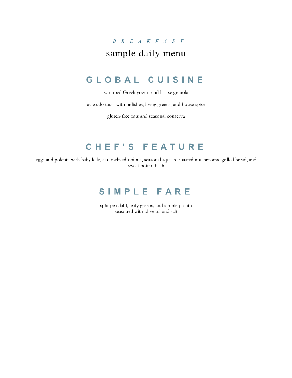 Sample Daily Menu