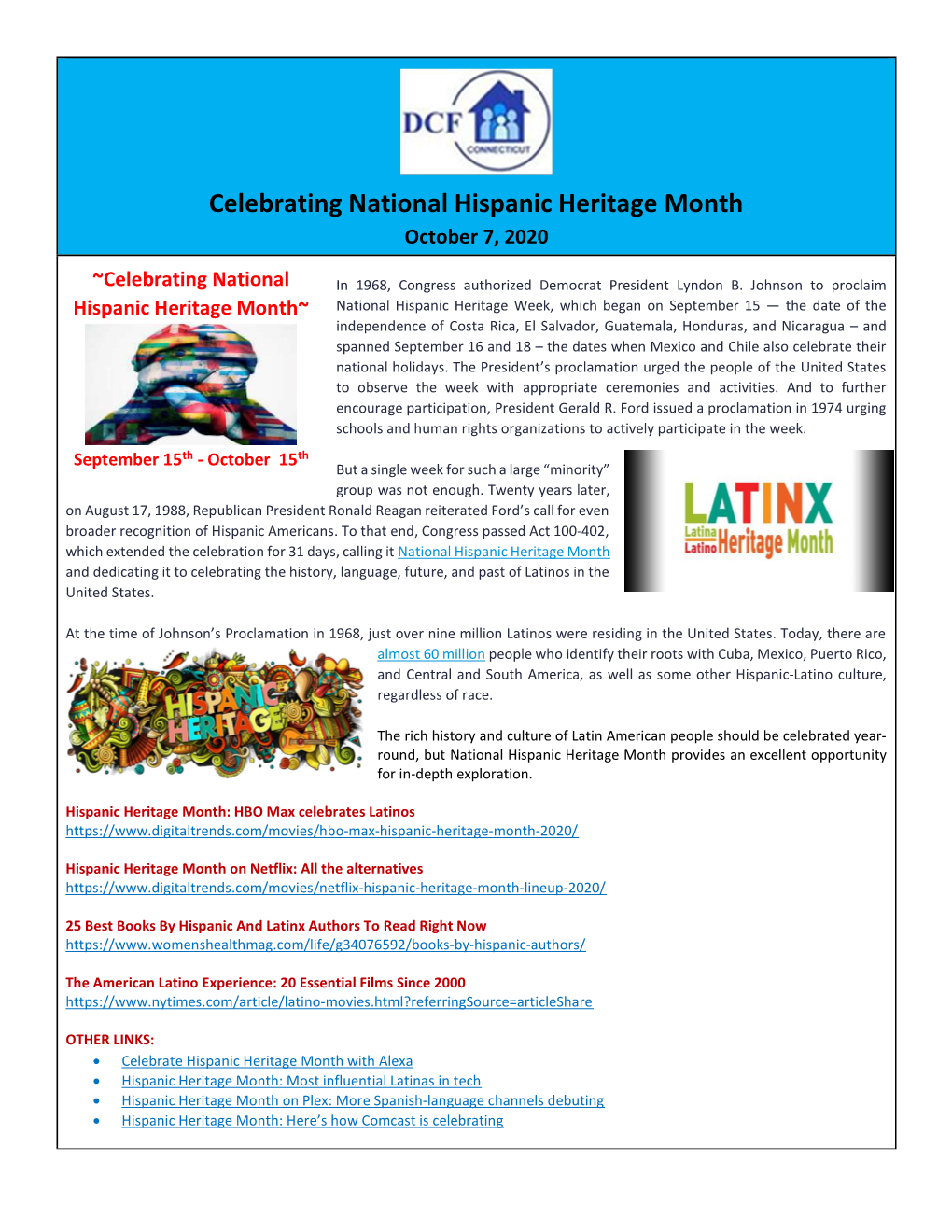 Celebrating National Hispanic Heritage Month October 7, 2020