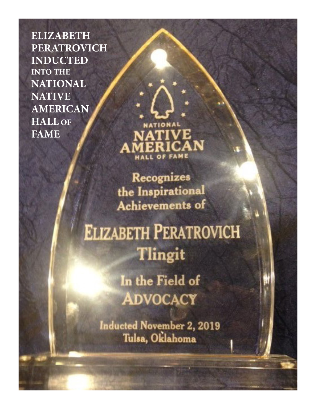 Elizabeth Peratrovich Inducted National Native