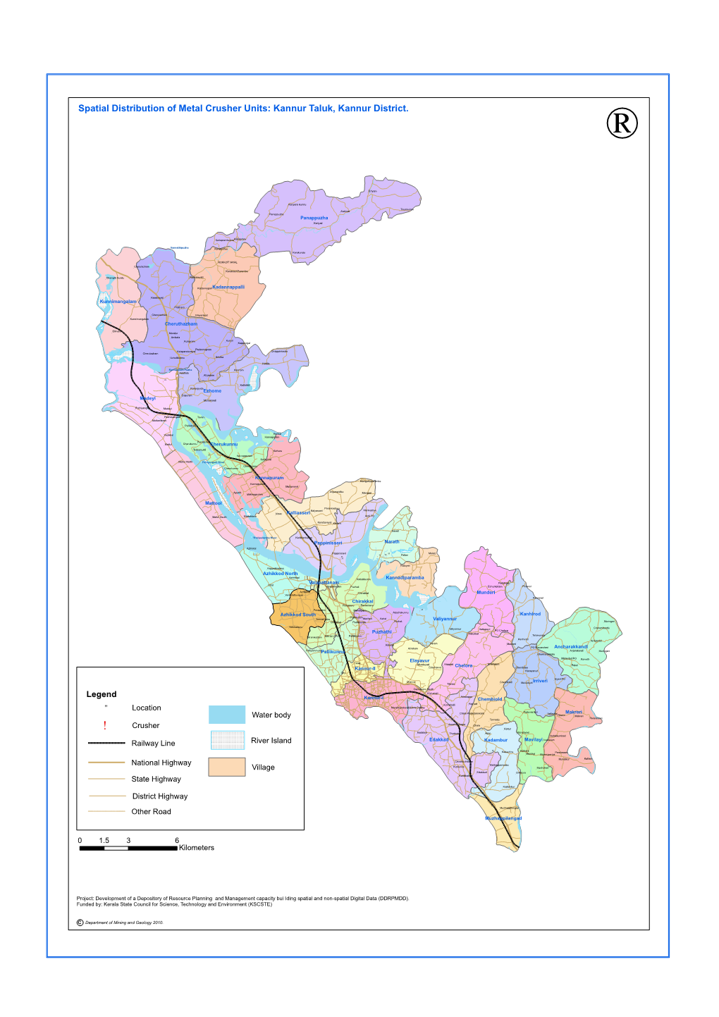 Spatial Distribution of Metal Crusher Units: Kannur Taluk, Kannur District. ®