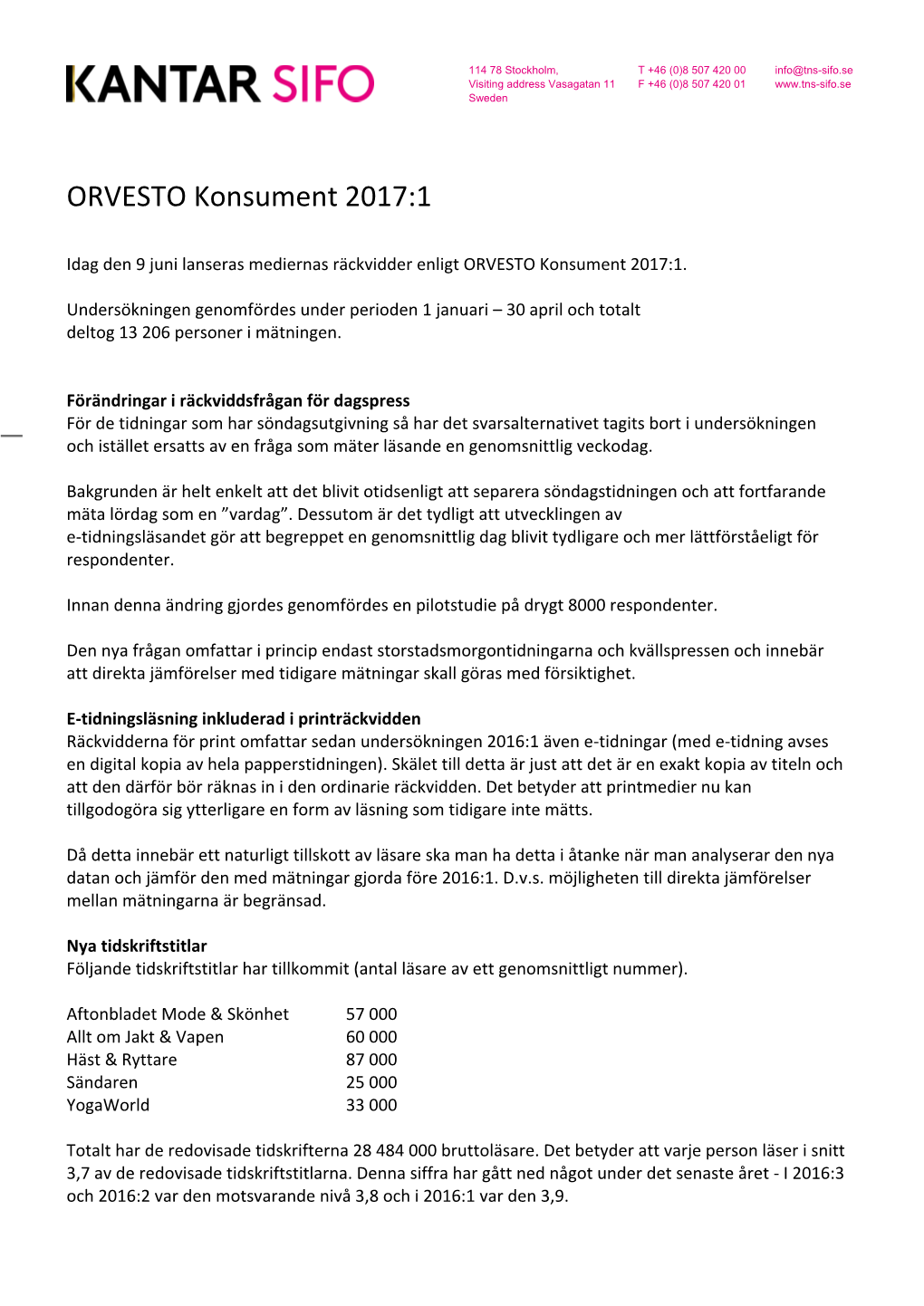 Profilrapport ORVESTO® Konsument 2017:1