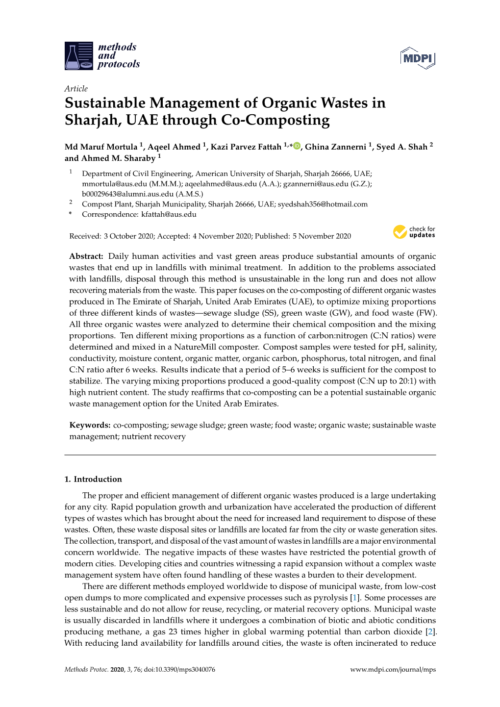 Sustainable Management of Organic Wastes in Sharjah, UAE Through Co-Composting